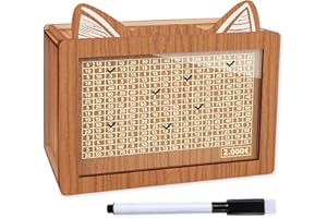 Axingqiwu Hucha de Madera con Contador, Reutilizables Huchas Originales, Uchas Dinero Adultos de Dinero con Objetivo, Huchas Originales para Adultos con BolÍgrafo Borrable (2000)