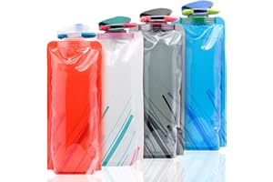 JINYJIA Bouteilles d'eau Pliable 4Pcs, 700ML Bouteille Pliable Réutilisable, avec Crochet, Bouteilles d'eau Pliables Flexibles pour Voyager, Randonnée, Aventures