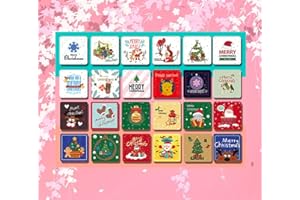 RUIYWEN 24 Mini Tarjetas Navideñas Tarjetas de Felicitación Tarjetas de Feliz Navidad con 24 Sobres para Regalos Bendiciones(24 Diseños, 7x7cm, Set B)