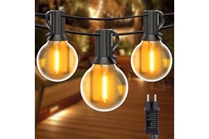 Anmossi Zewnętrzne Łańcuchy Świetlne,50FT/15 Metrów G40 Łańcuch Świetlny LED,25 Żarówki LED,Wodoszczelności IP65,do Ogrodu,Boże Narodzenie,Balkon,Wesele,Imprezy(Ciepła Biel)
