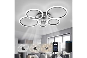 ycwdcz Deckenleuchte mit Ventilator Kompatibel mit Alexa, Google Assistant, Ring Deckenventilator mit Beleuchtung Leise, Dimmbar, 6 Stufen, DC Motor, Winterbetrieb, Moderne Ventilator Lampe Decke