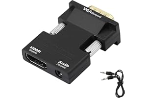 YACSEJAO Adaptateur HDMI vers VGA avec Audio 1080P HDMI Femelle VGA mâle Adaptateur convertisseur 3,5 mm Câble Audio pour Memory Roku, Ordinateur Portable, PC, projecteur, TV, Moniteur et Plus