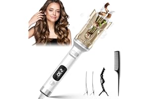 Anluomafuy Rizador de Pelo Automatico, Rizador Pelo Ondas con 6 Niveles de Temperatura Ajustables 130-230°C, Recubrimiento Cerámico, Diseño Antiquemaduras, Fácil de Usar, Calentamiento Rápido (Blanco)