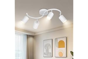 VEKIDOT Faretti LED Soffitto Bianco 4 Luci - Faretti da Soffitto Orientabili - Faretto Soffitto Lampadario Soffitto GU10 per Camera da Letto Soggiorno - Lampadina Non Inclusa