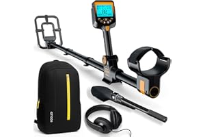 OKESAM Metal Detector Professionali - 2000mAH Ricaricabile Metal Detector Oro per Adulti con Display LCD, Alta Precisione, Bobina di Ricerca IP68 Impermeabile da 10", Pieghevole e Retrattile