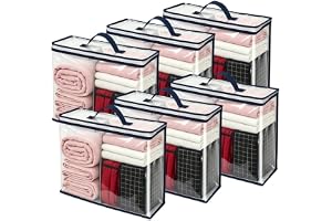 Gnovldg 6 stycken 40 x 30 x 10 cm Förvaringsväska Fällbara PVC-kläder | Transparenta förvaringsväskor, vattentät förvaringsväska, förvaringsväskor kläder dragkedja och handtag