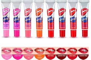 FCXQG Rossetto Peel Off 8pcs Waterproof Long Lasting Lip Gloss Lip Stain Peel Off Peel Off Lipstick Tear Off Makeup Tattoo Lip Gloss Colori Impermeabili e Duraturi per i Gloss Specifici per Donne