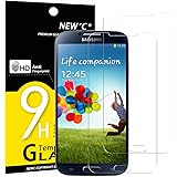 NEW'C PanzerglasFolie Schutzfolie für Samsung Galaxy S4, [2 Stück] Frei von Kratzern Fingabdrücken und Öl, 9H Härte, HD Displ