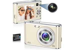 HICSHON Appareil Photo Numérique Compact 4K Autofocus avec Carte SD 32G Double caméra Avant et arrière, HD 48MP avec Grand écran 2.8", Zoom numérique 16X, pour Les débutants (Blanc)