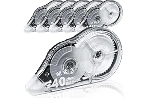 WYTNB 30m Correction Tape Large Capacity - 6Pcs White Correction Tape Roller, 5mm Pocket Mouse Correction Ribbon for School, Smooth Quiet Roll-On, Easy to Use Applicator for Office Supplies