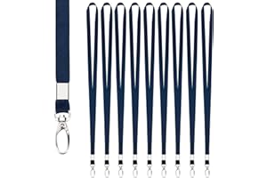 Segus Lanyard, 10 Pezzi Laccetti Porta Badge, Cordino Porta Badge da Collo, Laccio Portachiavi in Imitazione di Nylon, Accessori per Portabadge, Chiavi, Fischietti (Blu Scuro)