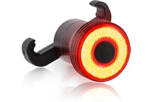 TELLEGANTE Smart Bike Tail Light, Brake Sensing, Auto On/Off, Super Bright 22 LEDs Rear Bike Light, 5 Lighting Modes, USB C Rechargeable Bicycle Taillight, IP65 Waterproof, Saddle and Seatpost Mount
