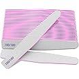 BLESWIN Professional Nail Files, Emery Board Nail File for Natural Nails 100/180/240 Grit, 12pcs Fine Grit Nail File Manicure Tools, Coarse Washable Fingernail Files