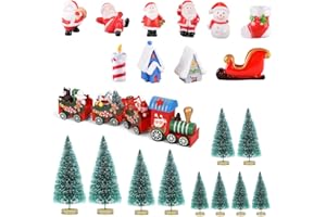 JOAASU 21 Piezas Adornos en Miniatura de Navidad, Mini Adornos Navideños, Figuras de Navidad, Adorno de Navidad, Manualidades Resina, para Decoración de Fiesta de Jardín para el Hogar