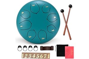 Steel Tongue Drum, Sunowl 6 Pouces 8 Tons Handpan Drum, C Key Mini Tambour à Langue Handpan Instrument, Percussion Steel Drum pour Méditation, Yoga, Performances, Education, Bleu