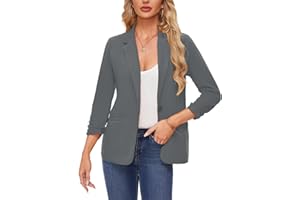 MINTLIMIT Women's Blazer Suit Jacket, Mint, 3/4 Ruched Sleeve, Notched Lapel, One Button, Standard Length, Business & Casual, UK Size