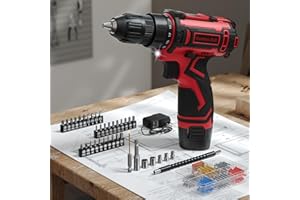VIWKO 12V Visseuse Devisseuse Sans Fil, Perceuse Visseuse Sans Fil et 2000mAh Batterie, 25N.m Perceuse, 98 Accessoires, 25+1 Couple, Lumières LED, Parfait la Réparation à Domicile et DIY Red