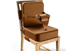 FUGUIB Rehausseur Chaise Enfant,Rehausseur De Chaise Bebe,Coussin Rehausseur Chaise Enfant,Brun,Extension à Lacets,Convient Aux Enfants âGéS De 3 à 12 Ans