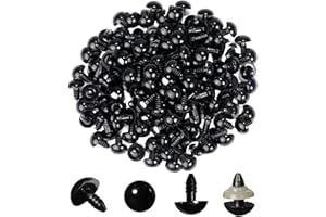 BAMBOOPACK 50Pcs 18mm/0.7inch Solid Black Plastic Safety Eyes with Washers Spiral DIY Craft Eyes for Doll Teddy Bear Puppet Animal Toys Sewing Crafting Accessories