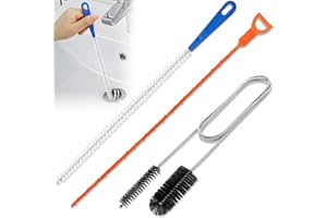 FROGETU 3 Piezas Desatascador Profesional para Tuberías,Cepillo de Limpieza para Desagüe,Desatascador Manual para WC,Cocina y Baño,Elimina Cabellos y Residuos en Desagües