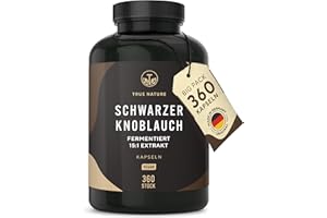 ‎TRUE NATURE Schwarzer Knoblauch Extrakt - 22500mg pro Tag (15:1) Extrakt - 360 Kapseln 6 Monate Vorrat - Mit S-Allylcystein (SAC) - 14,89% Polyphenole - fermentiert, vegan - TRUE NATURE