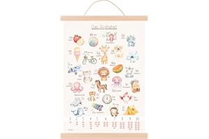 Mutzauber® ABC Poster für Kinder A3 30x40 cm Deko Alphabet Zahlen Buchstaben Geschenk Wanddeko Kinderzimmer für Einschulung Grundschule Vorschule inkl. Bilderleiste (inkl. Bilderleiste)