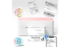 OMEZIZY Thermal Label Printer 4x6, 241BT Postage Label Printer for Shipping, Small Business-Compatible with Royal Mail, Amazon, Shopify, Ebay, UPS, Etsy, Pink