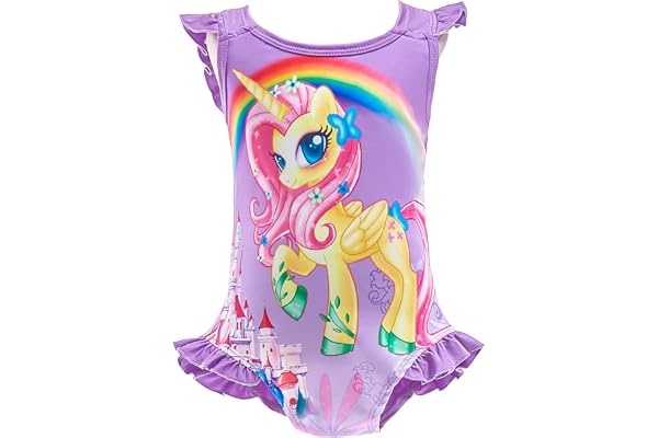 Lito Angels Maillot de Bain 1 Piece Licorne pour Enfant Filles, avec Jupette/Tulle/Volant
