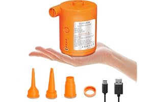 QUELIEN Portable Electric Air Pump for Inflatables Rechargeable – Mini USB-C Air Pump for Pool Floats, Air Mattress, Vacuum Storage Bags – Inflate & Deflate Tiny Pump for Travel, Camping, Home