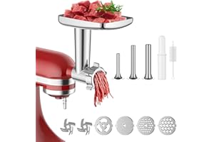 Coolcook Accessoire pour hachoir à viande pour Kitchenaid, Hachoir à viande pour KitchenAid, accessoire comprenant 3 farceurs de saucisses, pièces de rechange pour hachoir à viande