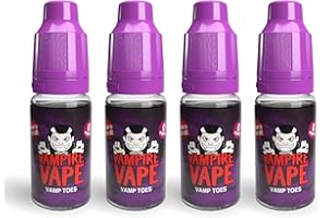 Vampire Vape 10ml 0mg E-Liquid (4 Pack) - Vape Juice/eliquid for E-Cigarettes/E-Cig Vape Starter Kits - NO Nicotine (Vamp Toes)