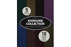 Endpaper Collection: Dark Colors Vintage Botanical Patterns Paper for Bookbinding & Other Crafts | 9 Designs - 2 Sheets (4 Pages) per Design