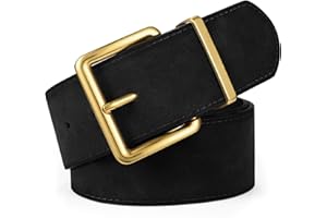 XZQTIVE Women Wide Belt for Dresses Chunky Fashion Suede Belts with Gold Buckle