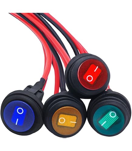 Kfz-Wippschalter rund, 12V/20A, mit grüner LED, EIN/AUS, 3,95 Kfz-Wippschalter rund, 12V/20A, mit grüner LED, EIN/AUS, 3,95