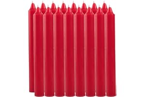 ETREXONLINE Pack de 16 Velas Cilíndricas de Parafina Pura y Mecha de Algodón, 17.5 cm - Larga Duración, Sin Perfume, Ideal para Decoración, Rituales y Eventos - Roja