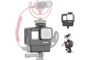 ULANZI Select Schutzhülle Gehäuse Vlogging Rahmen Käfig Halterung mit Mikrofon Kaltschuh-Adapter kompatibel für GoPro 7 6 5, Action Kamera Zubehör