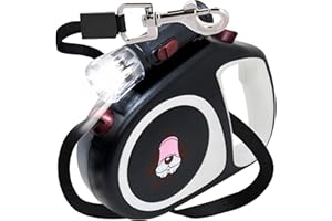 Retoo Smycz dla psa 5m Wysuwana z wygodnym uchwytem dla małych i dużych psów latarka przycisk blokady automatyczna linka różowa