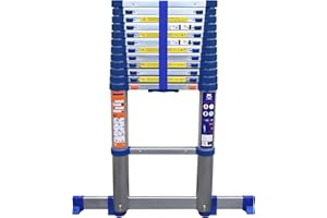KELI FRANCE KELI - Echelle Télescopique 3,8m en Aluminium, Echelle Pliante Extensible Escamotable, Qualité Professionnelle, Certifiée à 150kg EN131 CE (380 CM)