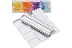 MEEDEN Palette Aquarelle Vide de Poche: Boîte Aquarelle de Voyage en Métal avec 24 Demi-Godets - Palette de Peinture Portable pour Artistes et Amateurs de Peinture