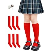 CYS 6 Pairs of School School High Stockings Cotton Knee-High Plain for Girls Boys Children Uniforms Unisex