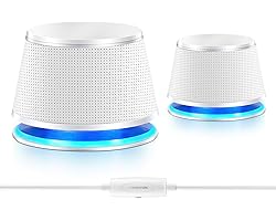 Sanyun SW102 Computer Speakers, 5Wx2, Deep Bass in Small Body, Stereo 2.0 USB Powered 3.5mm Aux Multimedia Speakers, Built-in