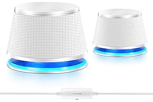 Sanyun SW102, Altavoz del Ordenador, 5WX2 estéreo, Fuente de alimentación USB 2.0, Interfaz de Audio de 3.5 mm, Altavoz Multimedia, Altavoz de Escritorio para Ordenador portátil, Blanco