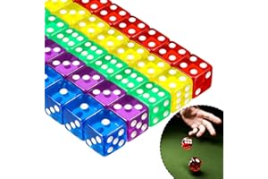 BLEEZM 20 Pièces dés, 5 Couleurs Translucides dés de Coin arrondis, 14mm Jeu de dés, pour Jouer à des Jeux, l'enseignement des mathématiques
