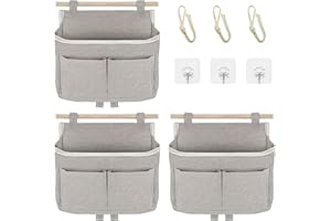 OMJMYY 3 Pezzi Borsa Portaoggetti da Parete Portaoggetti da Appendere Pieghevole Tasche Organizzatore da Appendere Sacchetto Di Immagazzinaggio Appeso per Camera Dormitorio Cucina Bagno(Grigio)