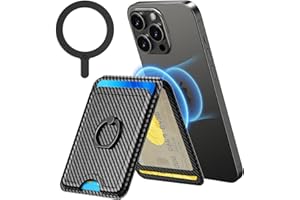 MATEPROX Magnetyczny portfel, etui na karty, kompatybilne z MagSafe, bezpieczny portfel na telefon z pętlą na palec, wegańska skóra, etui na karty, Czarny, Klasyczny