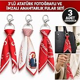 Tarzınıse&ccedil; 3&rsquo;l&uuml; T&uuml;rk Bayraklı Atat&uuml;rk Temalı Fular Anahtarlık Seti &Ccedil;anta Aksesuarı