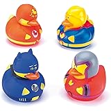 Baker Ross AF369 Hero Floating Rubber Ducks (Pack of 6) Perfect Party Favor Bag Filler for Children, Assorted