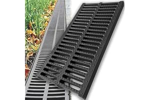 Earnmore Caniveau Exterieur Grille de Drainage, Grille Caniveau, Systèmes De Drainage, Caniveau Exterieur, Caniveau Terrasse, Jardin Grilles, pour Cour, Route, Parc,50x20x2cm(19.7x7.9x0.79in)