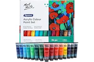 Mont Marte Acrylfarben Set Premium – 24 Stück, 36ml Tuben – Ideal für Acrylmalerei – Brillante Lichtechte Farben mit großer Deckkraft