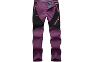 HFDWYJ Pantalon d'hiver doublé en Polaire pour Femme - Imperméable - Coupe-Vent - Chaud - Doublure chaude - Pantalon de Ski - Pantalon de Snowboard - Pantalon de Trekking